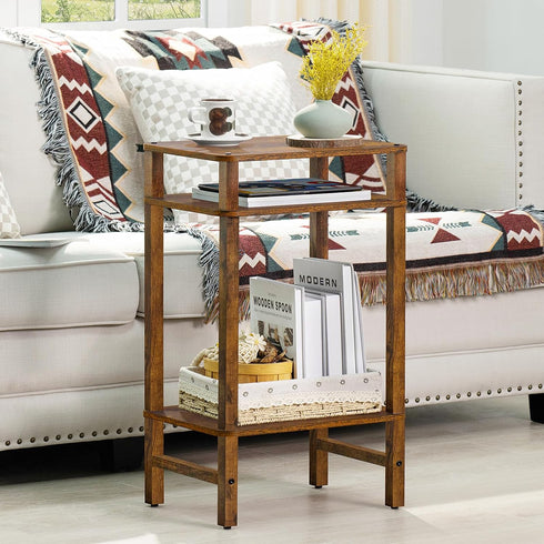 3-Tier YUFAM Side Table End Table Tall Night Stand for Living Room Bedroom Bathroom Office Furniture Brown