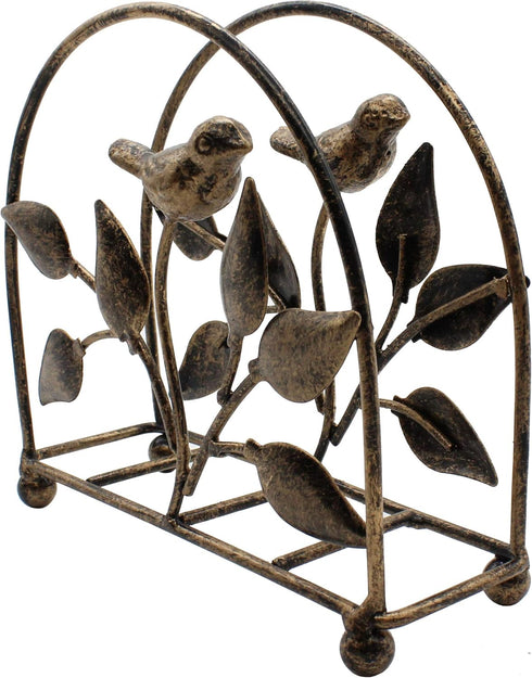 Cast Iron Bird & Tree Classic Napkin Holder - Tabletop Freestanding Tissue Dispenser, Bronze