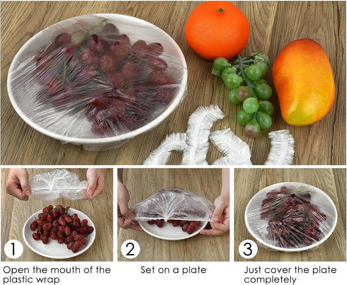 Plastic Bowl Covers, Elastic Reusable 100 Pieces Food Covers for Bread Proofing, 26 cm/10.23 in