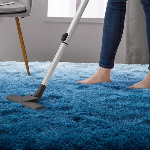 DweIke Luxury 4' x 6' Modern Indoor Area Rugs: Navy Blue High Pile Fluffy Carpet for Girls Kids Bedroom, Non-Slip