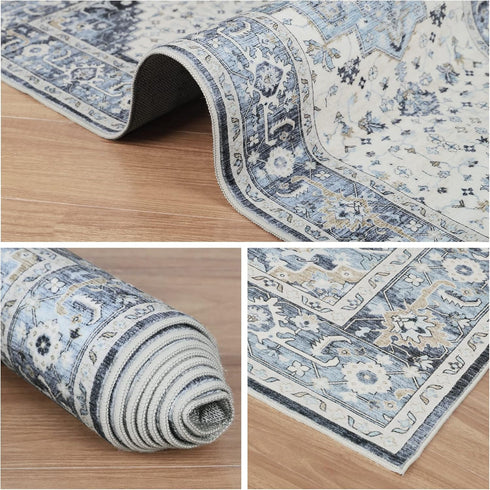 Rug-2x5 Dripex Tribal Washable Runner Non-Slip Non-Shedding Runners for Hallways Stain Resistant Kitchen Mat Laundry