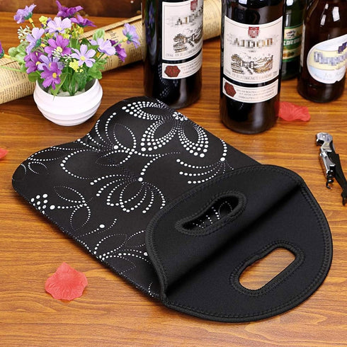 Hipiwe 2-Bottle (2PCS Wine Bottle Tote Insulated Neoprene Wine Cooler Bag Champagne Water Beer Drinks Bottle Protective