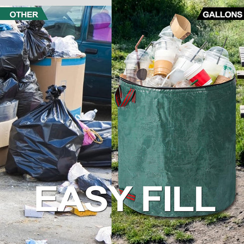 3 Pack 72 4 Gallons Reusable Yard Waste Bags with Lid Extra Large Lawn Leaf Bags Heavy Duty with Handles Garden Waste