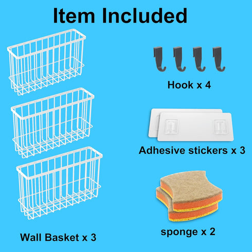 FHJP 3Pcs, 2 3 Cabinet Door Organizer Foil and Plastic Wrap Organizer with Sponges, Cabinet Door Storage with Caddy
