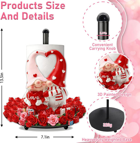 Valentines Day Paper Towel Holder with Red Gnomes Couple Decorations for Home, Indoor, Office - Valentine Gifts