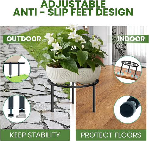 7.9-inch TOSKING Heavy Duty Metal Plant Stand - Decorative Round Plant Stand, Adjustable Leveling Feet & Rust-Resistant
