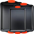 Set of 3 Premium Non-Stick Baking Sheets - Deluxe BPA Free Bakeware Pans with Easy to Clean Silicone Handles