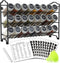 SWOMMOLY 3 Tier Spice Rack Organizer with 24 Empty Round Spice Jars, 396 Spice Labels, Funnel and Chalk Marker