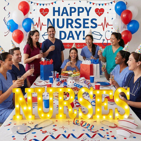6 3D Aurelema Pcs Nurses Week Decorations LED Light up Letters Marquee Nurse Tables Centerpieces Signs for of Nursing