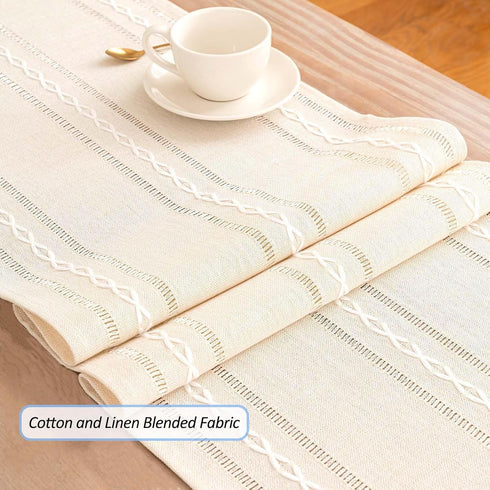 Decorations-Ivory-14 x72, 4-6 Table Runner, Rustic Farmhouse Linen Waterproof Table Runners for Holiday Party, Dresser