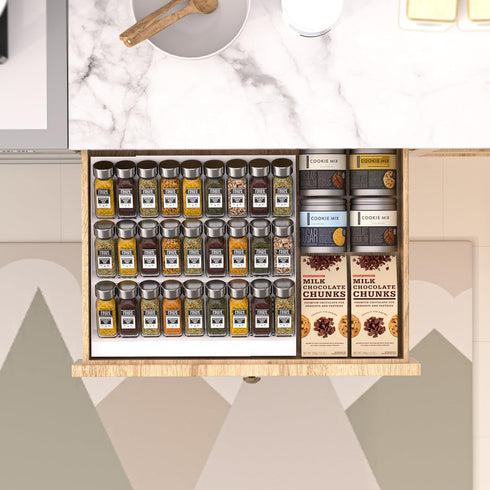 Organizer,3-Tier,Slanted Insert/Countertop included)-3Tier,1pack/White Expandable Metal Spice Drawer Seasoning Jars