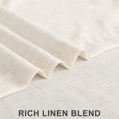 Kitchen Cafe Curtains 24 Inch Length - 2 Panels Set Light Filtering Sheer Privacy Linen Short Curtains