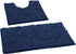 Bathroom Rugs Sets 2 Piece, Luxury Chenille Bath Mat Set, Soft Plush Anti-Slip Rug + U-Shaped Toilet Mat, Blue