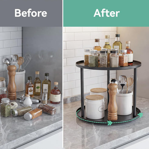 MUNEK 9" Organizer,2 Lazy Susan Tier Rotating Spice Rack Organization,Metal Lazy Susan for Table Top,Pantry, Bathroom