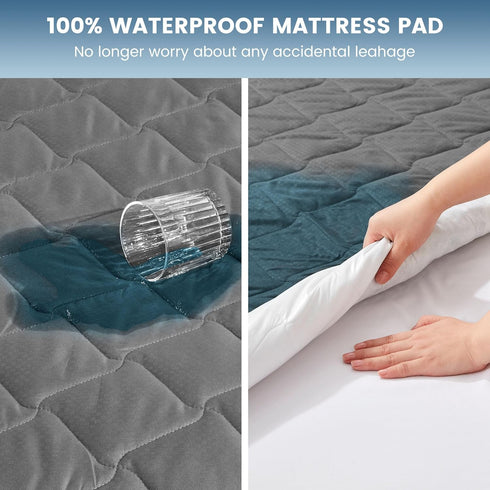 SLEEP ZONE Waterproof Mattress Protector Pad King, Breathable Mattress Topper with Deep Pockets, Machine Washable,