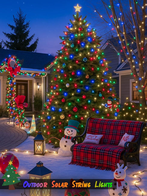 6 Pack 198FT 600 8 Christmas Solar String Lights Outdoor Waterproof, LED Green Wire Solar Fairy Lights with Modes