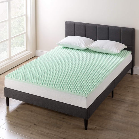 Best Price Mattress 2 Inch Egg Crate Memory Foam Topper with Aloe Infusion, CertiPUR-US Certified, Twin XL, Green