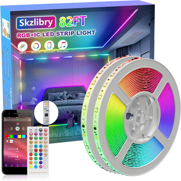 RGB+IC 82FT LED Strip Lights, Continuous Connection Smart LED Lights for Bedroom,