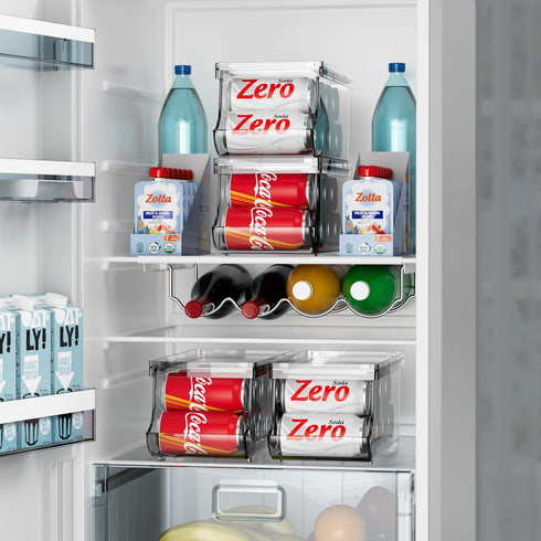 Soda Can Dispenser for Refrigerator with Lid - Durable Drink Organizer, Stackable BPA Free, Holds 9 Cans