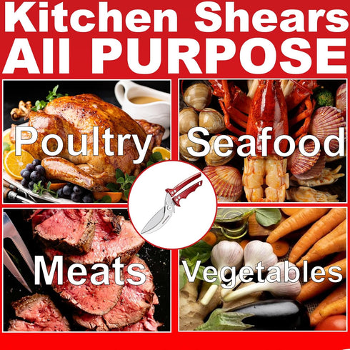 Heavy Duty Poultry Scissors - All Purpose Kitchen Shears for Chicken, Fish & Meat - Easily Separable, Dishwasher Safe