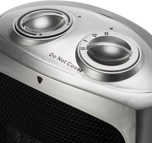 Sohler Ceramic Portable Electric Space Heater with Fan Mode, Adjustable Thermostat, Overheat Protection (Silver)
