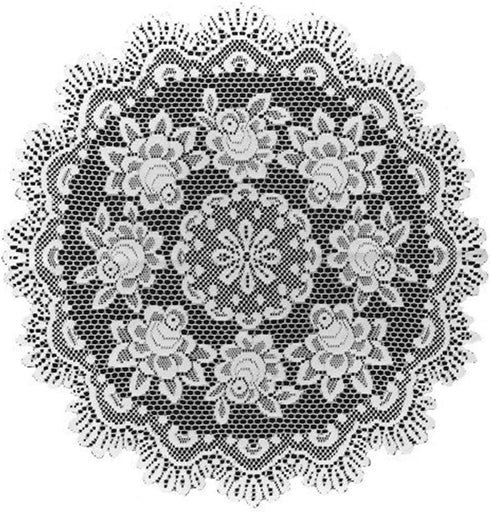 Heritage Lace 30-Inch Round Table Topper, Off White, Rose Design