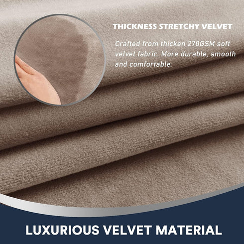Sofa Arm Covers Stretch Velvet Plush Anti-Slip Protector for Couch Armrest, Set of 4, Taupe
