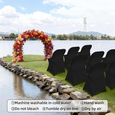 1 Pack Black Spandex Stretch Folding Chair Covers for Wedding Party,Universal Fitted Washable Dining Seat Slipcovers