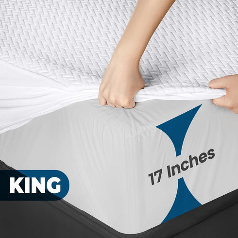 Utopia Bedding Waterproof Mattress Protector King Size, Viscose Made from Bamboo Mattress Cover, Fits 17 Inches Deep, Breathable, Fitted Style with Stretchable Pockets by Utopia Bedding