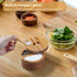 OUTNILI 2-Compartment 6 oz Acacia Salt Box with Lid and Spoon, Salt Cellar with Swivel Lid, Salt Container Holder