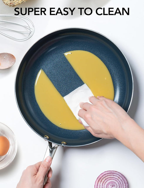 MICHELANGELO Small Frying Pan, 8 Inch Nonstick Frying Pan with Lid, Non-Toxic Omelette Pan with Stainless Handle,