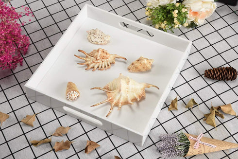 Handles-10x10Inch-Serving Countertop-Makeup KEVLANG Glossy White Sturdy Acrylic Serving Tray