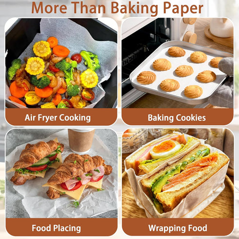 200 Pcs Parchment Paper Baking Sheets - 12"x16" Precut Non-Stick Liners for Baking, Grilling, Air Fryer