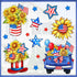 Mfault 4th of July Patriotic Window Clings, 4 Sheets America USA Sunflower Blue Truck Stickers Decal Decorations