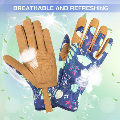 Women's Leather Gardening Gloves, Thorn Proof Garden Gloves for Digging, Planting, and Pruning