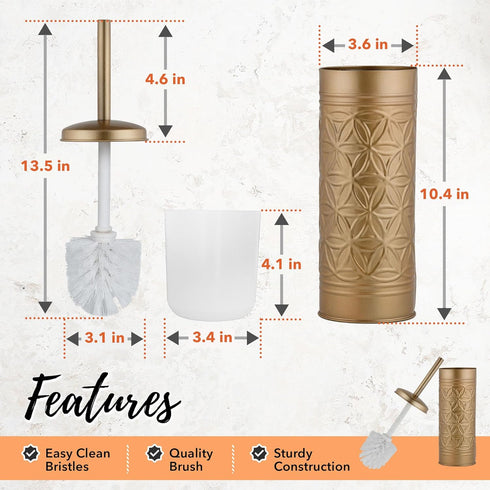 Set, Sets Autumn Alley Antique Gold Toilet Brush and Holder Standing Toilet Brush for Modern Bathroom Decor, Soft Gold