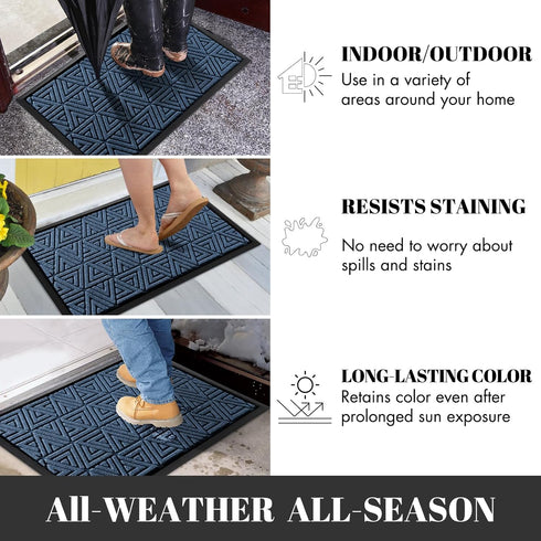 Yimobra Door Mat Outdoor Entrance, Heavy Duty Welcome Mat for Home Entry, Waterproof, Easy Clean, 29.5 x 17, Blue