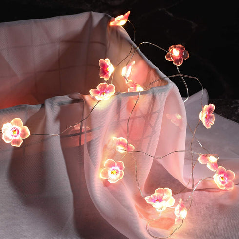 Mudder 2 Pieces Cherry Blossom Lights, LED Flower String Light, Battery Wire Fairy Garland for Party Decoration