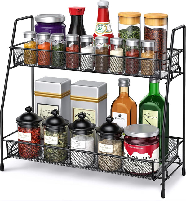 Spice Rack Organizer for Cabinet, Bathroom Countertop Organizer, Kitchen Vanity Storage for Countertop