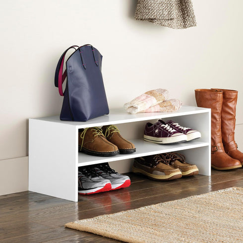 31" 2-Shelf Whitmor Stackable Extra Wide Storage Organizer, White