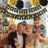 50th Wedding Anniversary Decorations Kit, Gold Glitter Happy 50th Banner, Sparkling 50 Hanging Swirls, Poms