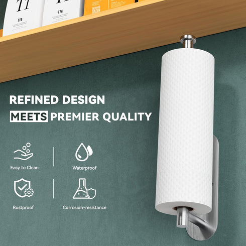 SUS304 Auxmir No Drilling Self Adhesive Toilet Paper Holder, Premium Rustproof Stainless Steel Roll Holder Wall Mount