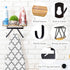PERFNIQUE Ironing Board Holder, Wall Mount Ironing Board Hanger, Laundry Room Organization with Removable Hooks, Wooden