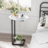 Katrawu C Shaped End Side Table, Small Oval Couch Sofa Table for Bed, Snack Side Table with Metal Frame, TV Tray Table