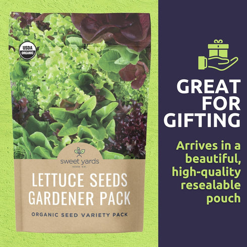 Pack 10 Packs 2026 Organic Lettuce & Greens Seeds Variety - Individual - Season - Buttercrunch, Arugula, Romaine, Kale
