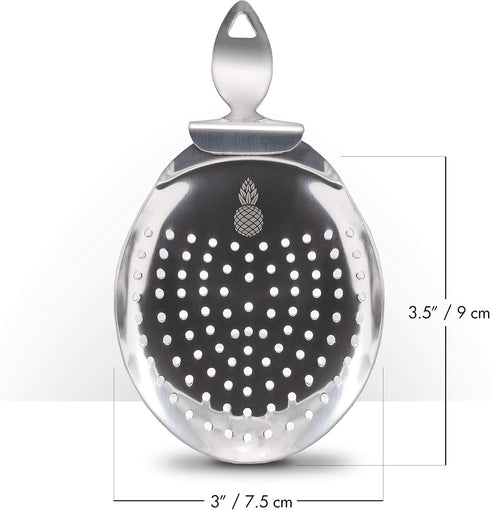 Piña Barware's The Bender - Stainless Steel Julep Style Cocktail Bar Strainer, Polished Finish, 1 Pack