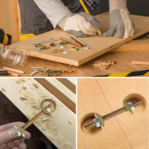 Countertop Connector, Table Top Fasteners, Miter Draw Bolt Joint Connector Pack for Butcher Block & Furniture (10PCS)
