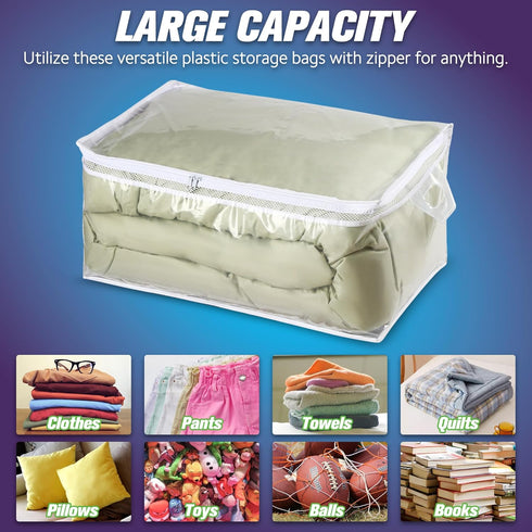 HIBAG 20 Gallon Large Storage Bag for Clothes, Zipper Clothing Organizer with Reinforced Handles