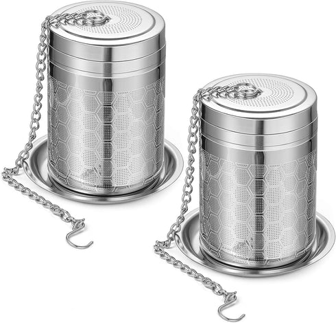2 Pack Large Tea Strainers - Fine Mesh Stainless Tea Infusers for Loose Leaf Tea, Black Tea, Spices