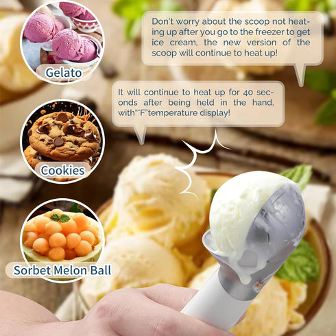 158F IP67 2 oz) Heated Ice Cream Scoop Rechargeable, Electric Warming Ice Cream Scooper with LED Display, Heats